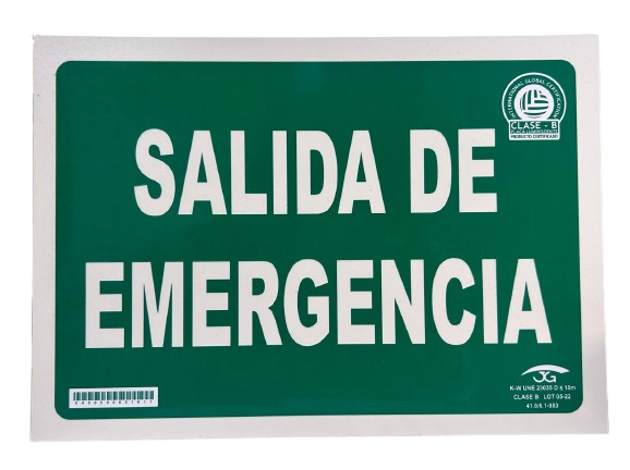 SEÑAL "SALIDA DE EMERGENCIA" PVC (210X290mm)