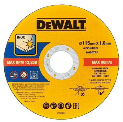 DISCO CORTE INOX-METAL 115MM BONDED DEWALT 100unds