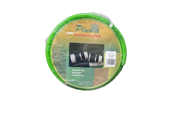 KIT MANGUERA VERDE LATEX TRENZADA 5/8" 15 MT+ACCES.