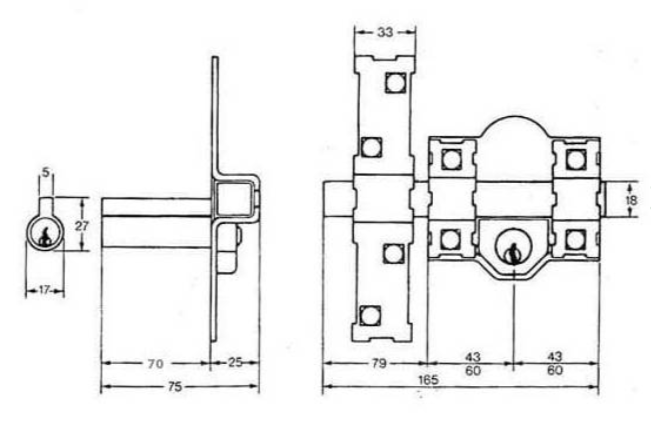 CERROJO DE SEGURIDAD MOD, 1301-B70 LONGITUD DE CILINDRO 7cm, INTHER