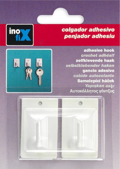 COLGADOR ADHESIVO ACERO INOX BLANCO INOFIX