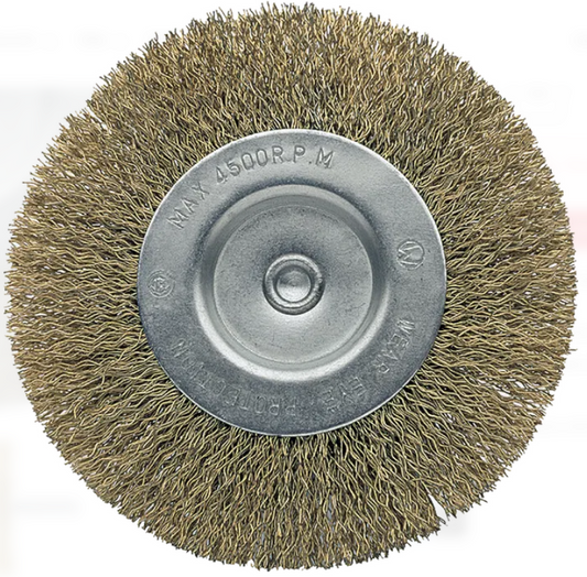 BELLOTA,Cepillo circular 75mm con perno, alambre de acero latonado ondulado