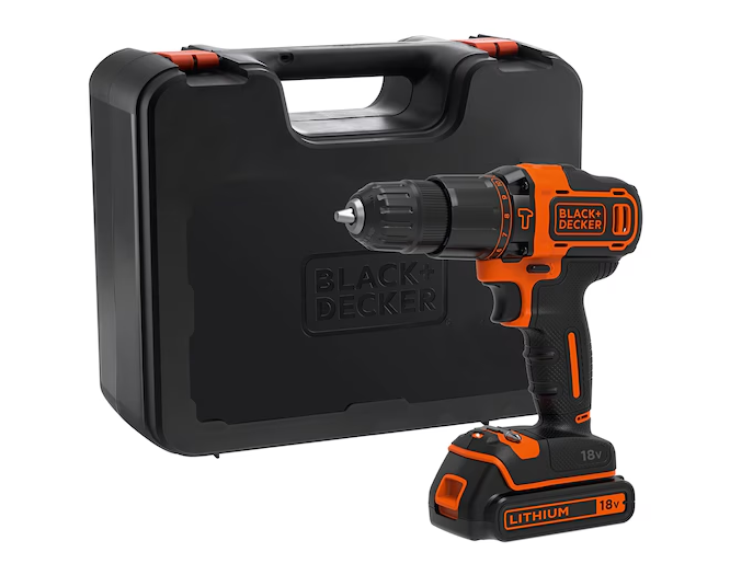 TALADRO PERCUTOR BDCHD18K-QW BLACK+DECKER,1 bat 1,5Ah Litio, cargador y maletín