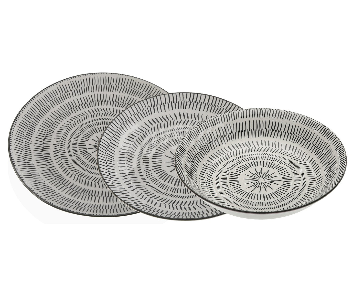 VAJILLA 18PZ SPIN NEGRA VERSA