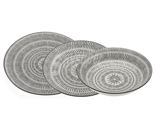 VAJILLA 18PZ SPIN NEGRA VERSA