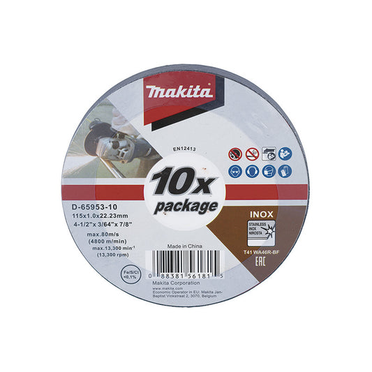 MAKITA, Disco de corte 115 x 1,0 x 22,23 mm, WA46R, 10 piezas
