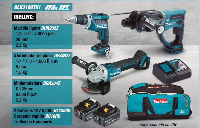 KIT HERRAMIENTAS CARTON YESO DLX3190TX1 MAKITA