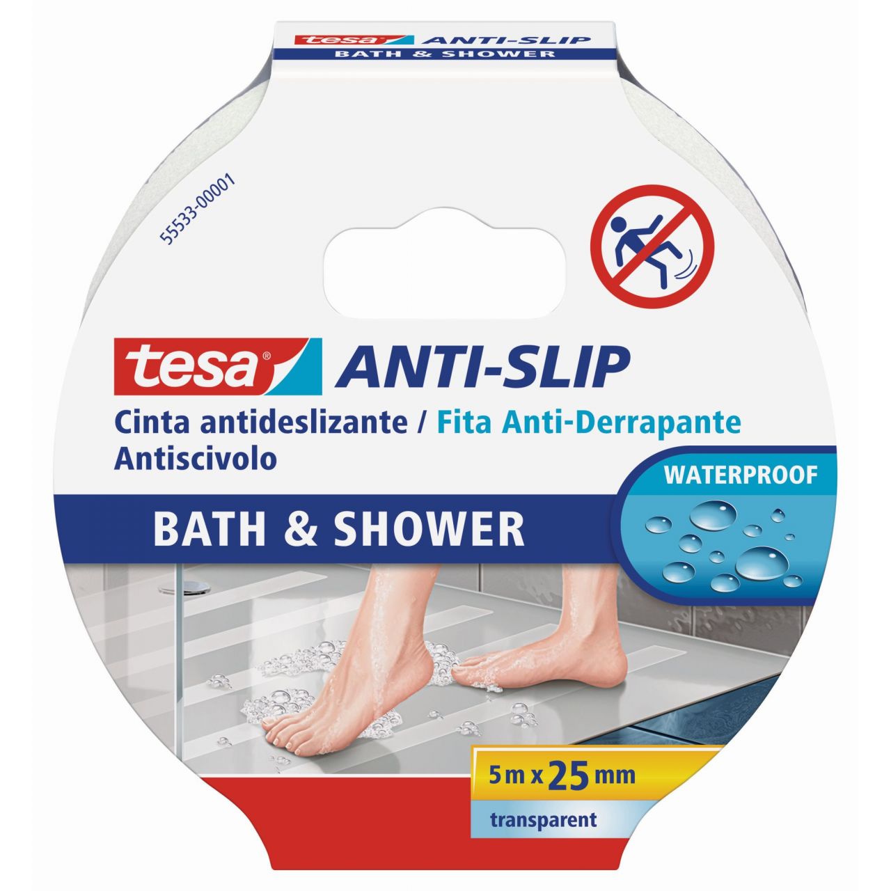 CINTA ADHESIVA ANTIDESLIZANTE PARA BAÑO Y DUCHA TESA