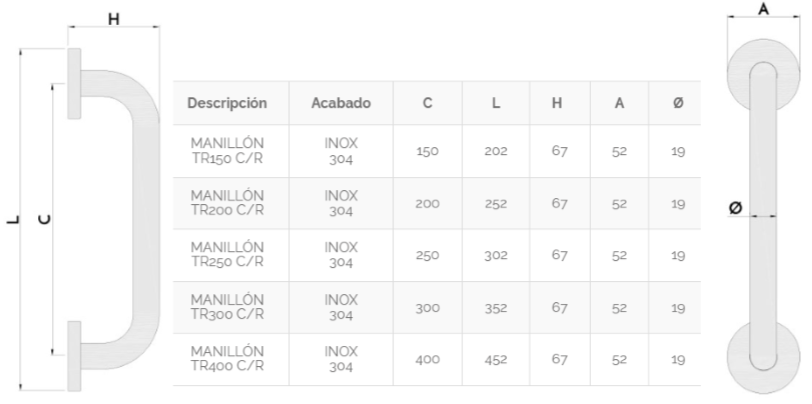 MANILLON TR C/R INOX 304
