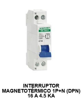 INTERRUPTORES MAGNETOTERMICOS 1P+N DPN 4.5KA