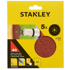 PACK DE 5 DISCOS DE LIJA PARA AMOLADORA Y TALADRO STANLEY