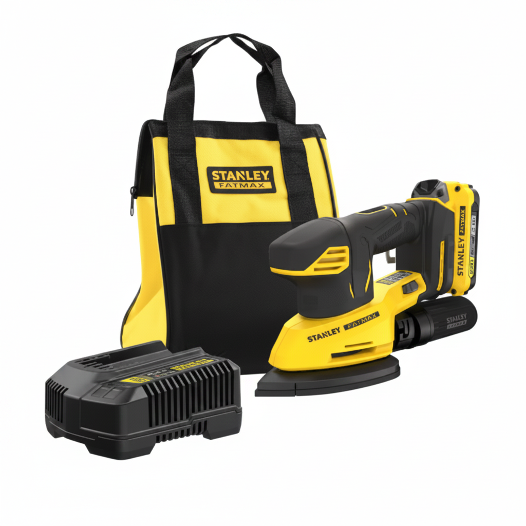 Kit de lijadora STANLEY FATMAX SFMCW221D1S-QW con batería, cargador y bolsa
