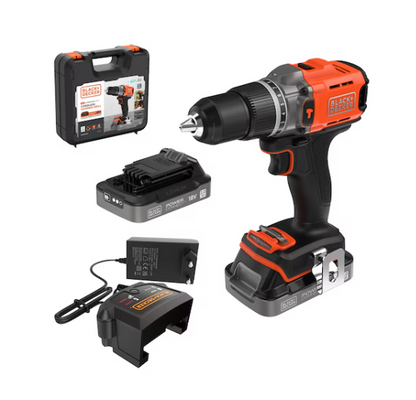 TALADRO PERCUTOR ECO 18V 45Nm 2BAT2Ah+MALETIN BLACK DECKER