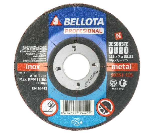 Disco abrasivo profesional para desbaste inox-metal, blando 7 mm, Bellota
