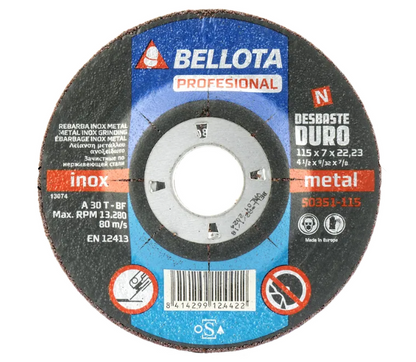Disco abrasivo profesional para desbaste inox-metal, blando 7 mm, Bellota