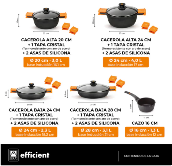 BATERIA DE COCINA 5 PIEZAS EFFICIENT BRA