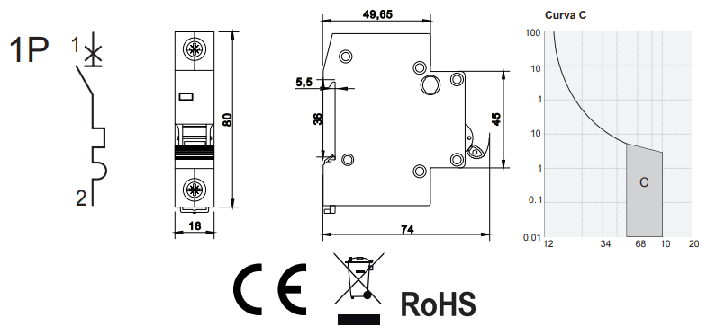 INTERRUPTORES MAGNETOTERMICOS 1polo 6KA