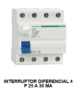 INTERRUPTOR DIFERENCIAL 4polos  30mA