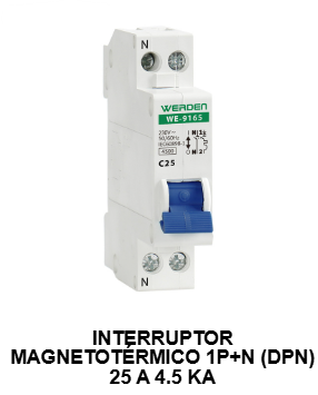 INTERRUPTORES MAGNETOTERMICOS 1P+N DPN 4.5KA