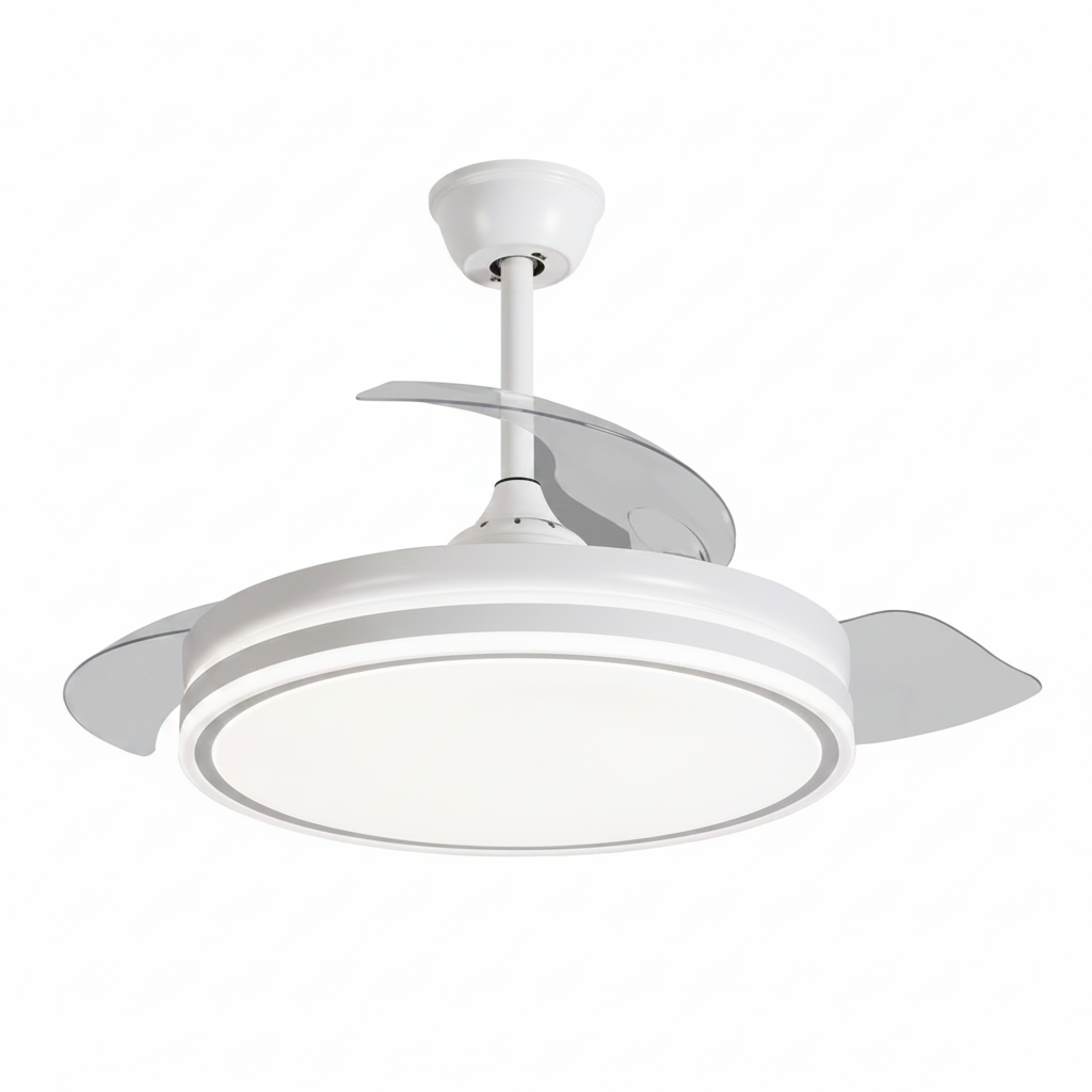 VENTILADOR DE TECHO HERCULES Ø107CM BLANCO DC 3 ASPAS RETRACTIL LED REGULABLE CCT (CALIDO-NEUTRO-FRIO) 72W CON MEMORIA
