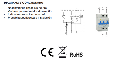 PROTECTOR COMBI SOBRETENSIONES P+T+ IGA. 2Polos 10kA