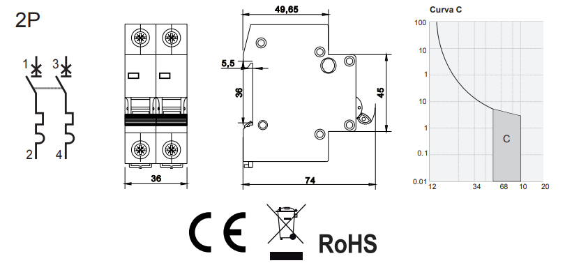 INTERRUPTORES MAGNETOTERMICOS 2polos 6KA