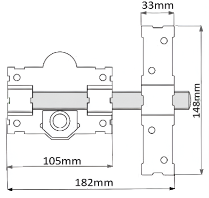 CERROJO PINTADO MODELO 1101-L PLACA CENTRAL 105MM LONGITUD CILINDRO 5cm