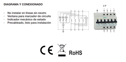 PROTECTOR COMBI SOBRETENSIONES P+T+ IGA. 4Polos 10kA