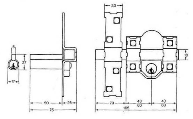 CERROJO MODELO 301-L/80 ,LLAVE/LLAVE, FAC