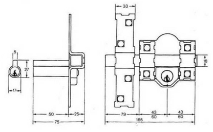 CERROJO MODELO 301-L/80 ,LLAVE/LLAVE, FAC