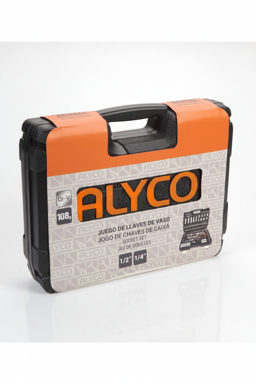 JUEGO LLAVE DE VASO 1/2"+1/4" 108PZ 170740 ALYCO ORANGE