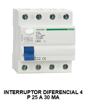 INTERRUPTOR DIFERENCIAL 4polos  30mA