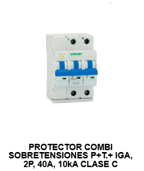 PROTECTOR COMBI SOBRETENSIONES P+T+ IGA. 2Polos 10kA