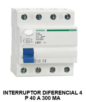INTERRUPTOR DIFERENCIAL 4polos  300mA