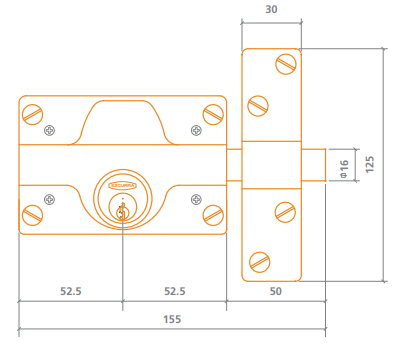 CERROJO DE SEGURIDAD MODELO 325, SIN CILINDRO, EZCURRA