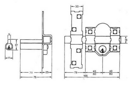CERROJO DE SEGURIDAD MOD, 1301-B70 LONGITUD DE CILINDRO 7cm, INTHER