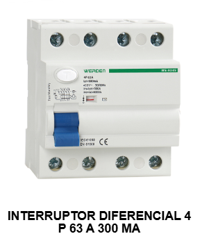 INTERRUPTOR DIFERENCIAL 4polos  300mA