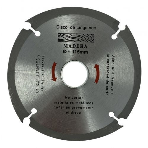 DISCO TUNGSTENO PARA CORTE DE MADERA 115MM MEDID