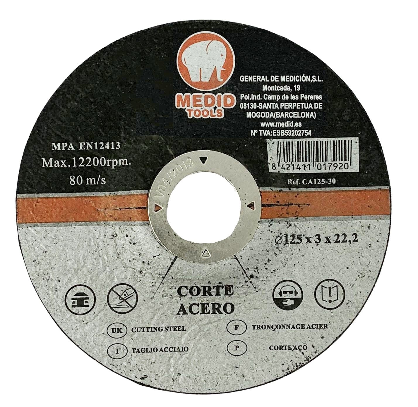 MEDID DISCO CORTE ACERO ESPESOR 3 MM MEDID