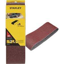 PACK DE 3 BANDAS DE LIJA 75X533MM G80 STANLEY