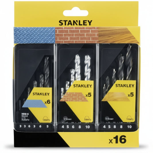 JUEGO 16 BROCAS PROFESIONAL (PIEDRA, METAL Y MADERA) STANLEY