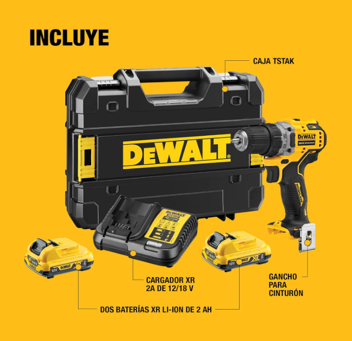 TALADRO ATORNILLADOR WR 12V 2BAT 2AH DCD701D2 DEWALT