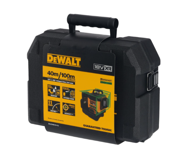 NIVEL LASER AUTONIVELANTE verde 3 lineas 360º con bateria 18v/2ah DCLE34031N, DeWALT