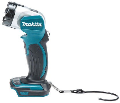 Linterna LED Makita DML802 LXT vista lateral con cabezal orientable
