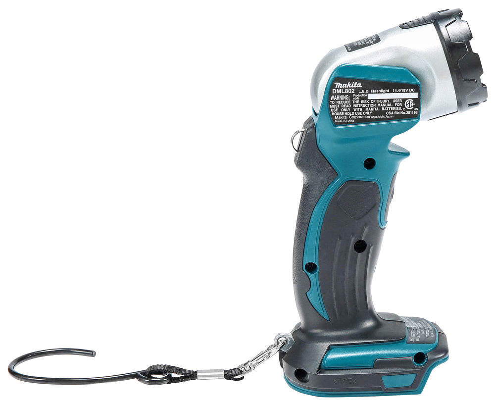 Vista posterior de linterna LED Makita DML802 LXT sin batería