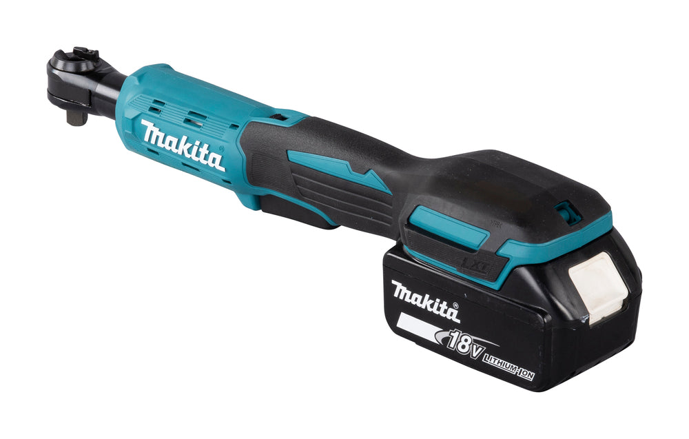 Carraca Makita DWR180Z mostrada con batería, vista lateral