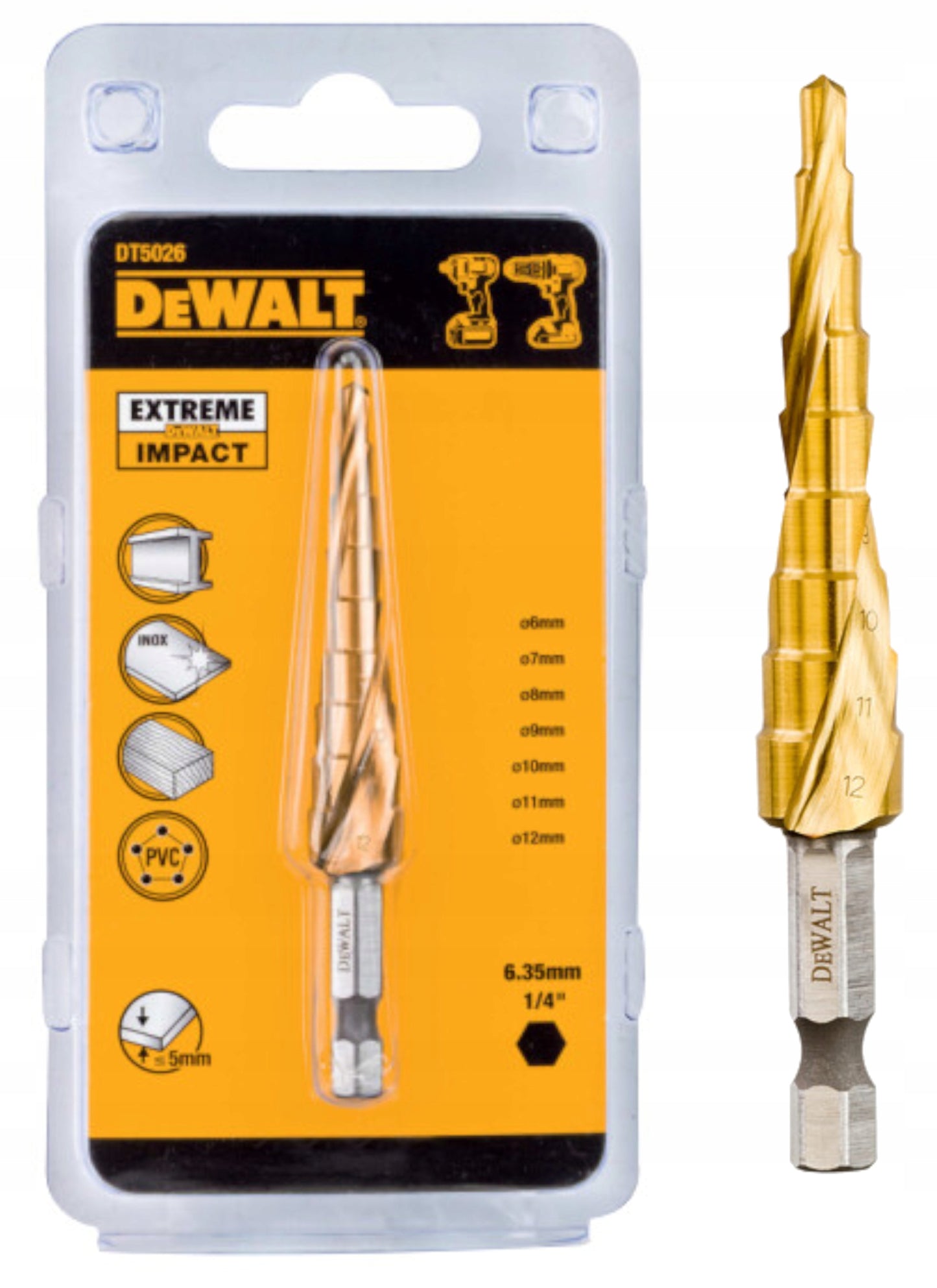 BROCA CONICA PARA METAL EXTREME IMPACT4-12MM DEWALT