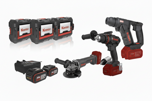 COMBO Kress, AMOLADORA 125MM+TALADRO/ATORNILLADOR+MARTILLO+2XBAT4AH+CARAGADOR