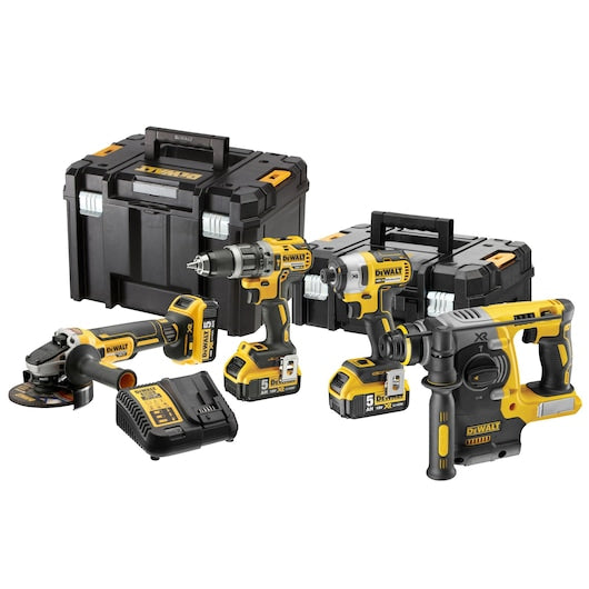 Kit DeWalt DCK422P3T-QW XR 18V con cuatro herramientas, tres baterías de 5 Ah, cargador y dos maletines TSTAK