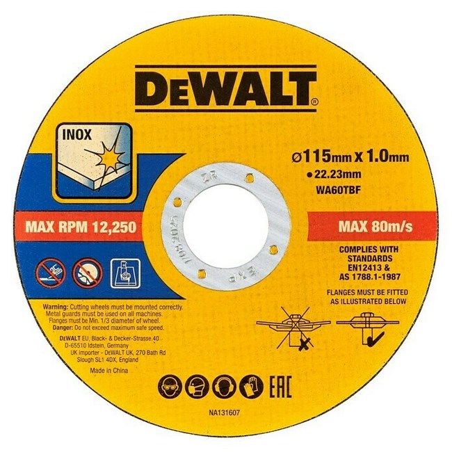 DISCO CORTE INOX-METAL 115MM BONDED DEWALT 100 UDS